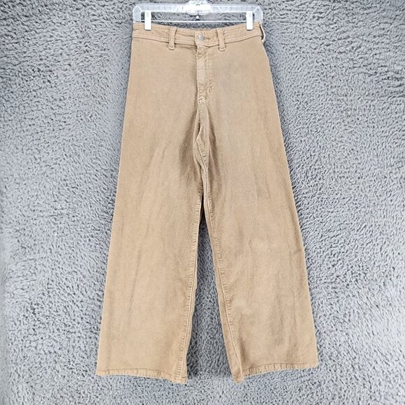 Universal Thread Jeans Womens 4 Tan Corduroy Stretch High Sailor Wide Leg *GUC* - Picture 1 of 14